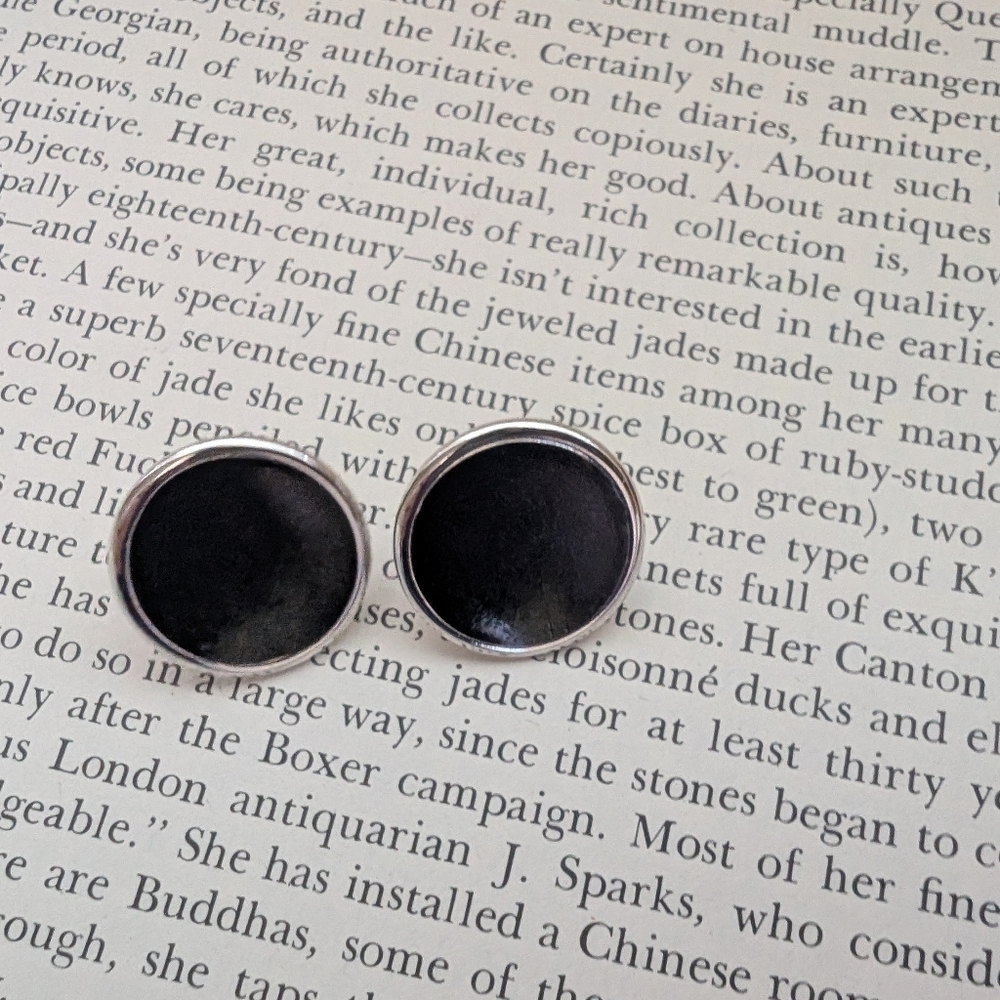 Black Round Earrings